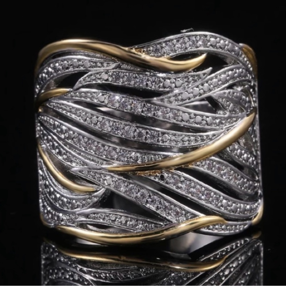 Sterling silver two tone wide ring - Picture 4 of 6